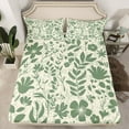 thumbnail image 2 of jejeloiu Retro Rustic Botanical Twin Sheet Sets,Natural Plant Twin Fitted Sheet,Green Leaf Flower Flat Sheet For Girls Kids,Super Cozy Room Decor,3pcs, 2 of 7