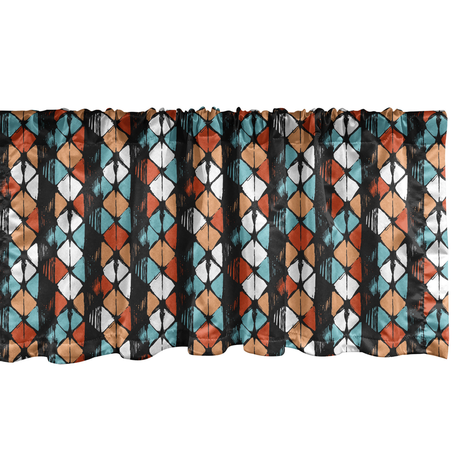 Ambesonne Modern Window Valance, Vector Contemporary Design Geometric