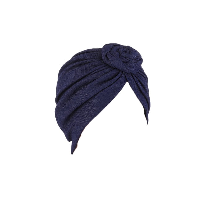 Minnieouse Hijab musulmán de estilo Simple con nudo de turbante, gorro cruzado con cubierta étnica, diadema de Color sólido, accesorios para pérdida de Sombreros Armada Minnieouse AP011271-03B