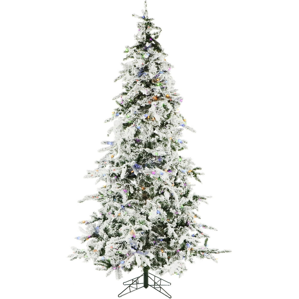 Christmas Time 7.5Ft. White Pine Snowy Artificial Christmas Tree with