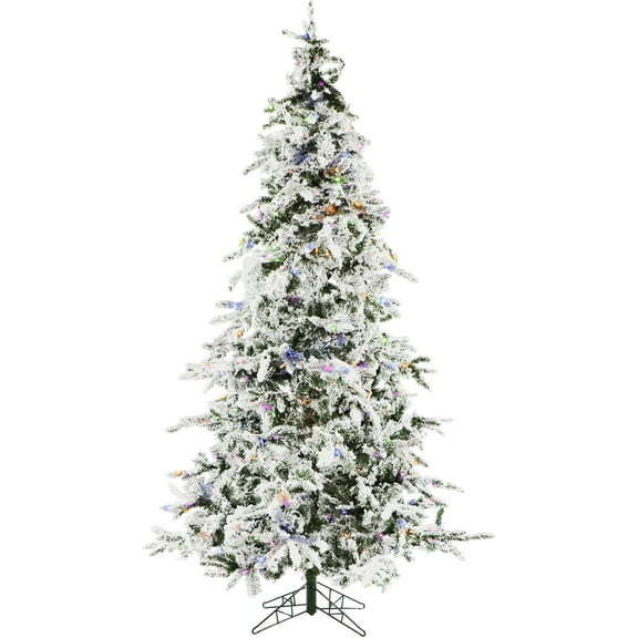 Christmas Time 7.5-ft. White Pine Snowy Artificial Christmas Tree with 550 Dual LED Lights