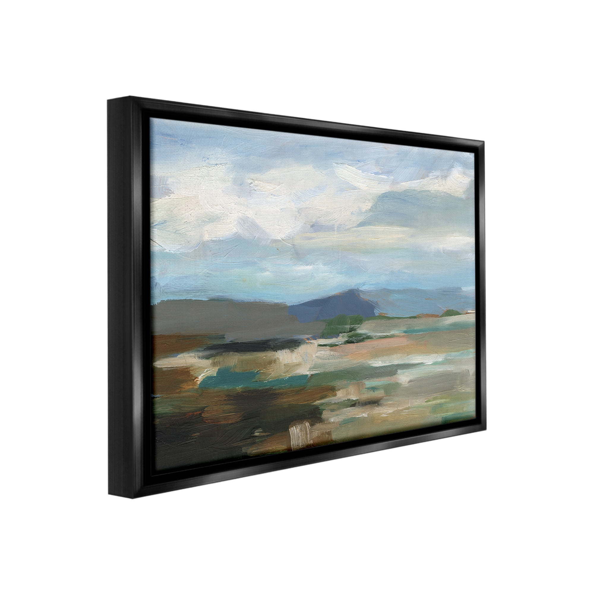 Stupell Industries Abstract Cloudy Mountains Landscape Painting Black Floater Framed Canvas Art Print Wall Art, 21 x 17