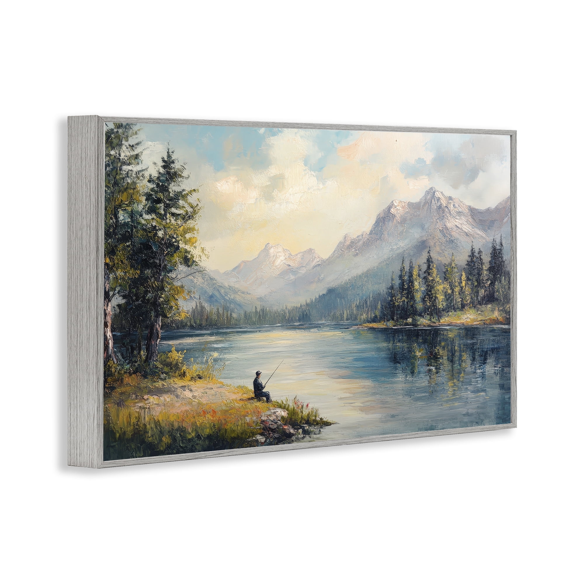 Stupell Industries Secret Fishing Spot Gray Framed Giclee Art, design by Petal Prints Design