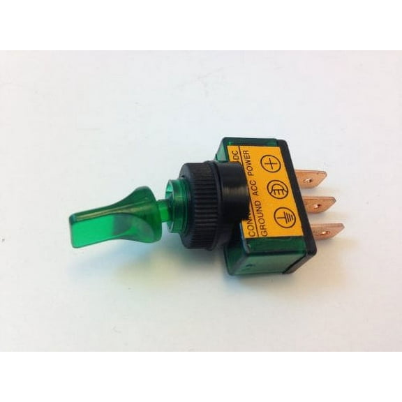 ILLUMINATED TOGGLE SWITCH ON/OFF 20 AMP 12VDC COLOR (1 PACK, GREEN)