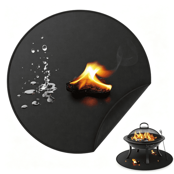 NORIZF 38Inch Fire Pit Mat, Round under Grill Blanket for Outdoor Grill, Fireproof Mat, Oil Proof Waterproof under Floor Bbq Accessories Protector for Accessories