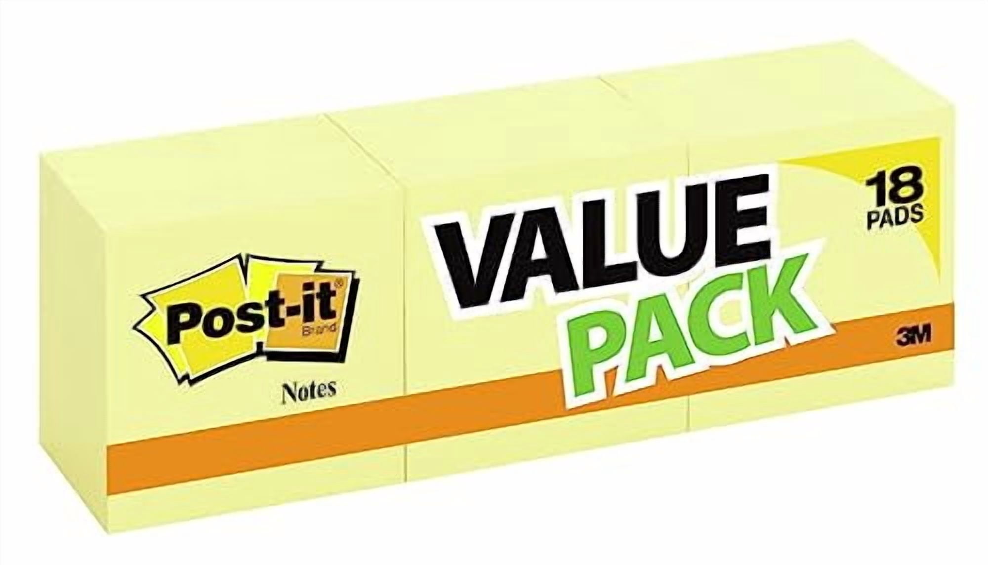 Post itÂ® Notes, 3" x 3", Canary Yellow, Pack Of 18 Pads