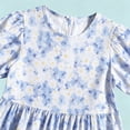 thumbnail image 5 of Amidoa Girls Summer Dresses Puff Sleeve Short Sleeve A-Line Dresses Casual Kids Print Cotton Sundress Blue Size 16, 5 of 6