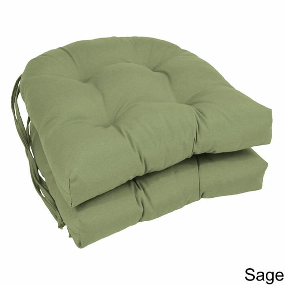 Blazing Needles Solid Twill U-Shaped Tufted Chair Cushions (Set of 2), 16", Sage