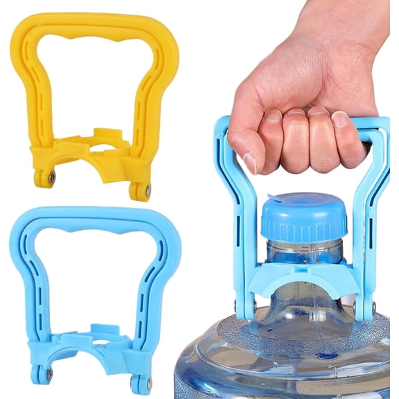 2 Pack 5 Gallon Water Bottle Carrier, Ergonomic Anti-Slip Jug Handle Lifter for Standard Water Jugs, Blue & Yellow