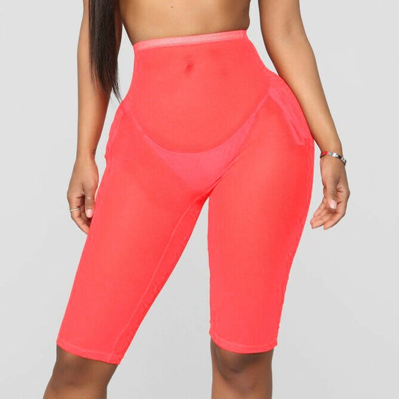 Womens Sexy Mesh Sheer Short Trousers Bikini Swimsuit