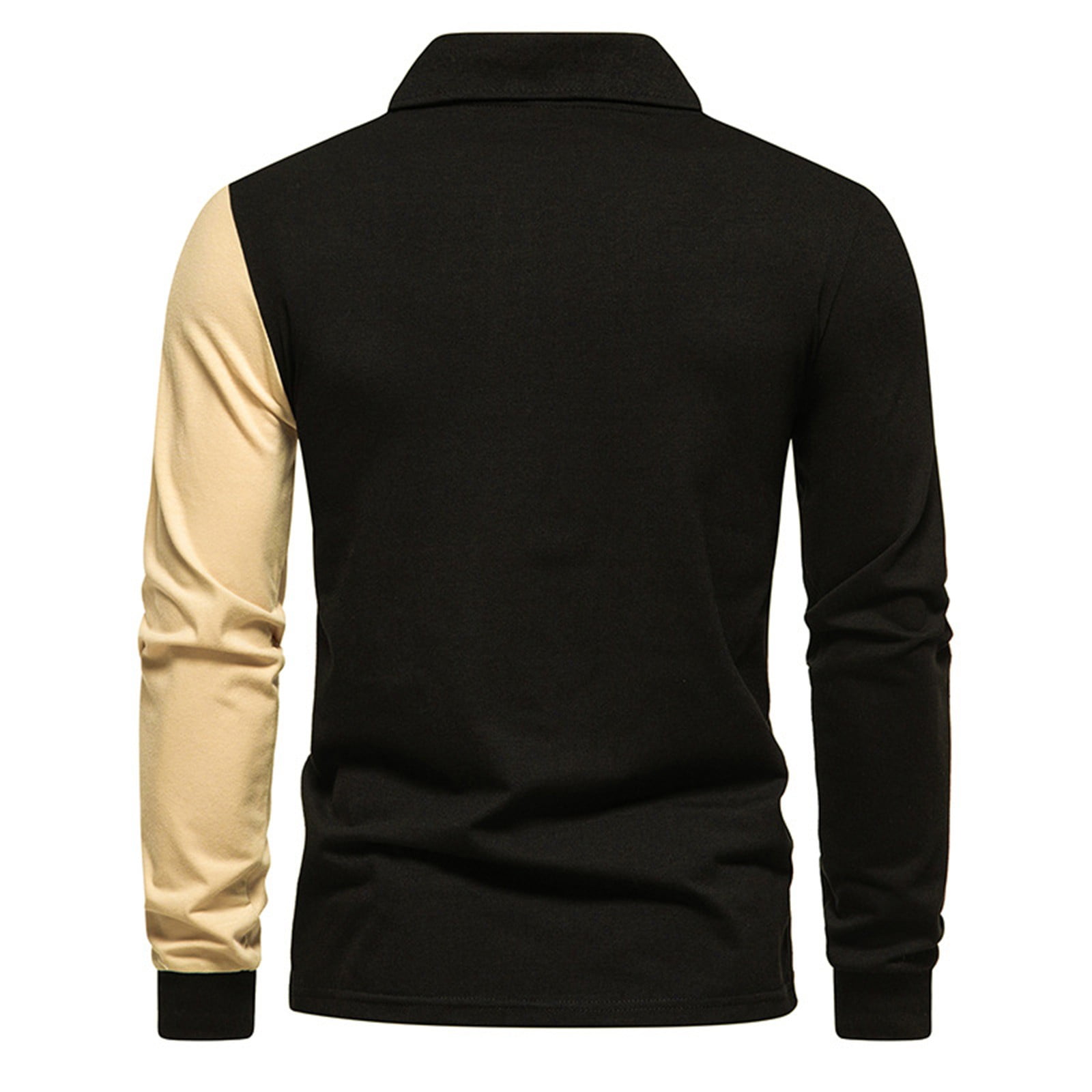 Cathalem Golf Shirts for Men Button Up Pullover Mock Neck Long Sleeve Sweatshirts Sweaters Black XL