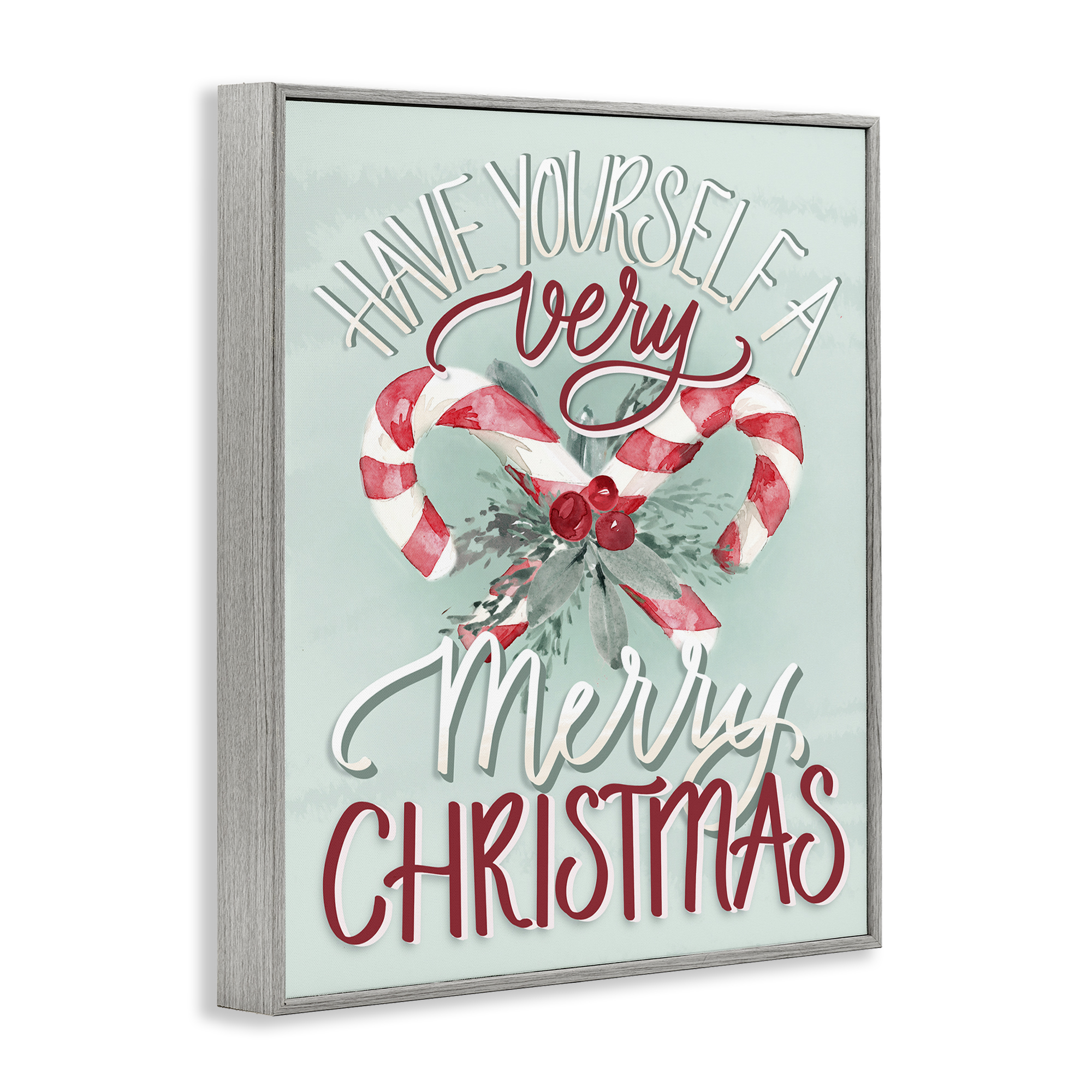 Stupell Industries Very Merry Christmas Holiday Painting Gray Framed Art Prints Wall Art, 16 x 20