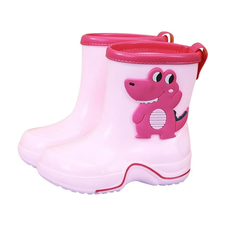 

Huesdet Child Waterproof Printed Rain Boot with Easy Pull on Handles Seamless Outdoor Boots All Weather Mud Boots for Rain(Pink 200)