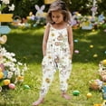 thumbnail image 4 of ITSAME Toddler Girls Jumpsuit, Lightweight Backless Easter Bunny Print Festival Casual Fashion Romper Beige 1T, 4 of 7
