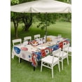 thumbnail image 4 of Outdoor Tablecloth with Umbrella Hole for Patio/Picnic/Party/Camping, 4th of July Waterproof Table Cloth Rectangle Table Cover Washable, Independence Day Patriotic Flowers Dogs Beige (60"x 84"), 4 of 9