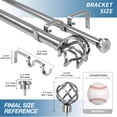 thumbnail image 3 of Urbanest Zeffoli Flat Button 1" 5/8" Double Drapery Curtain Window Rod Set - 48" to 84", Brushed Steel, 3 of 6