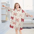 thumbnail image 5 of Wearable Blanket with Sleeves and Pocket Oversized Hooded Sweatshirt 3-14 YR Pink and Red Bows S, 5 of 7