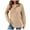 Beige, variant on Towmus Hoodies for Women Half Button Long Sleeve Pullover Casual Drawstring Waffle Pullover Tops Loose Hooded Sweatshirt with Pocket