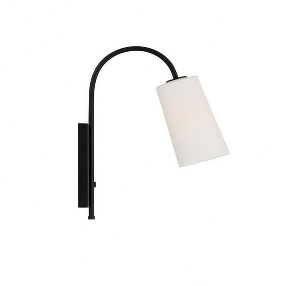 1 Light Iron Wall Mount with Cone White Glass-18.5 inches H By 5 inches W-Matte Black Finish Bailey Street Home 49-Bel-4611365