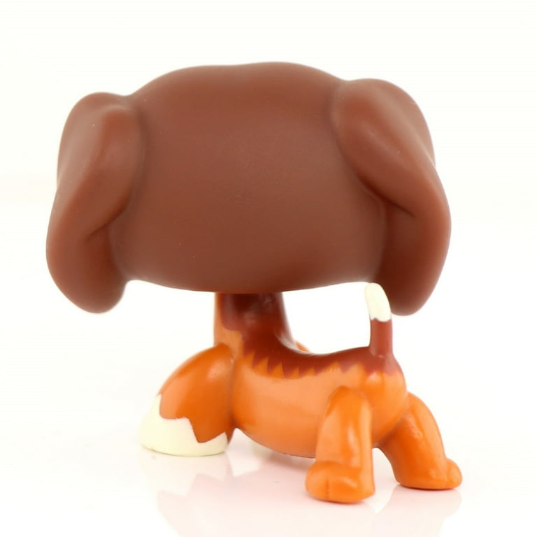 Littlest Pet Shop Jumbo 5 Brown Peach Dachshund Flower Green Eyes