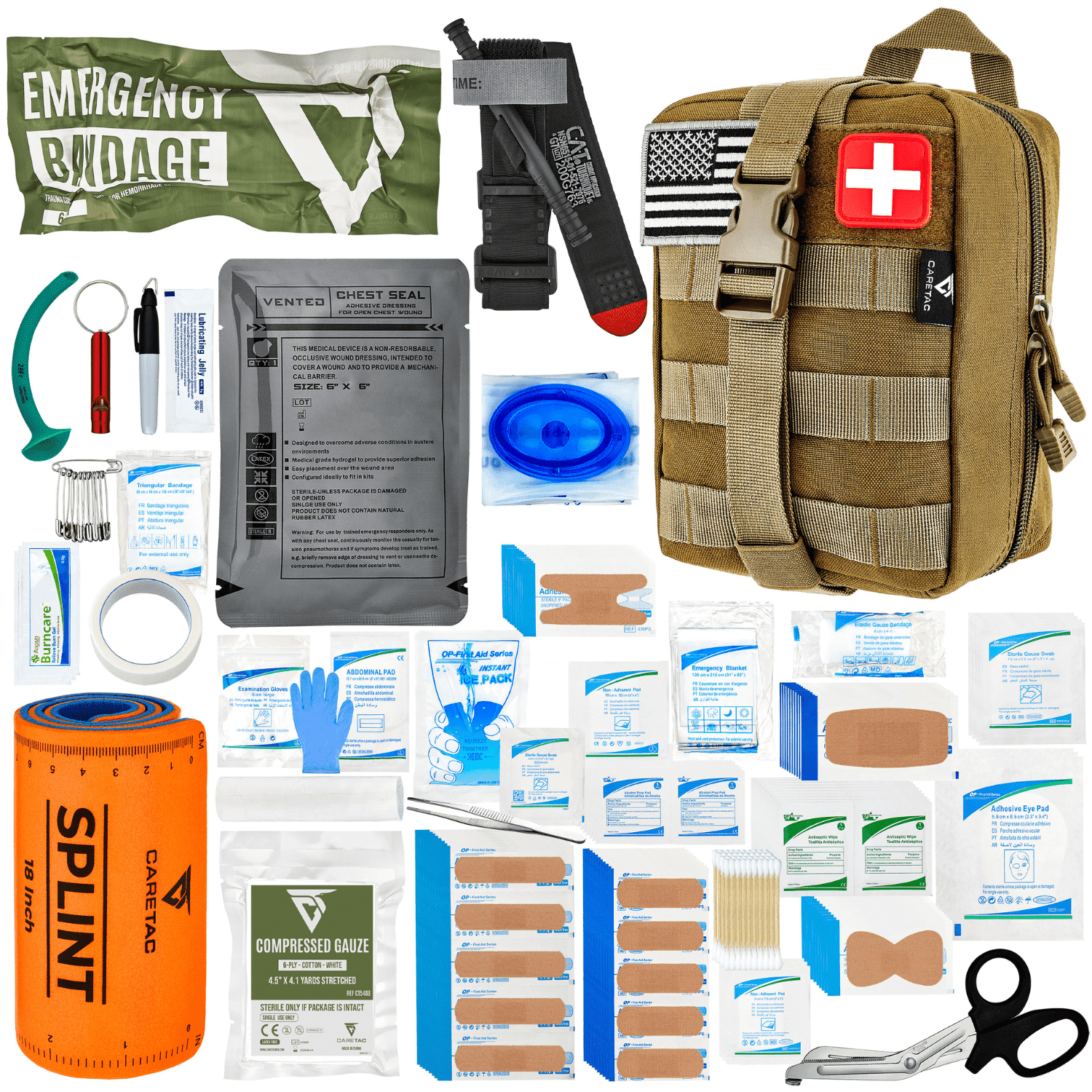 CareTac IFAK Trauma & First Aid Kit with CAT Gen 7 Tourniquet for Emergency Bleeding Control and Wound Care