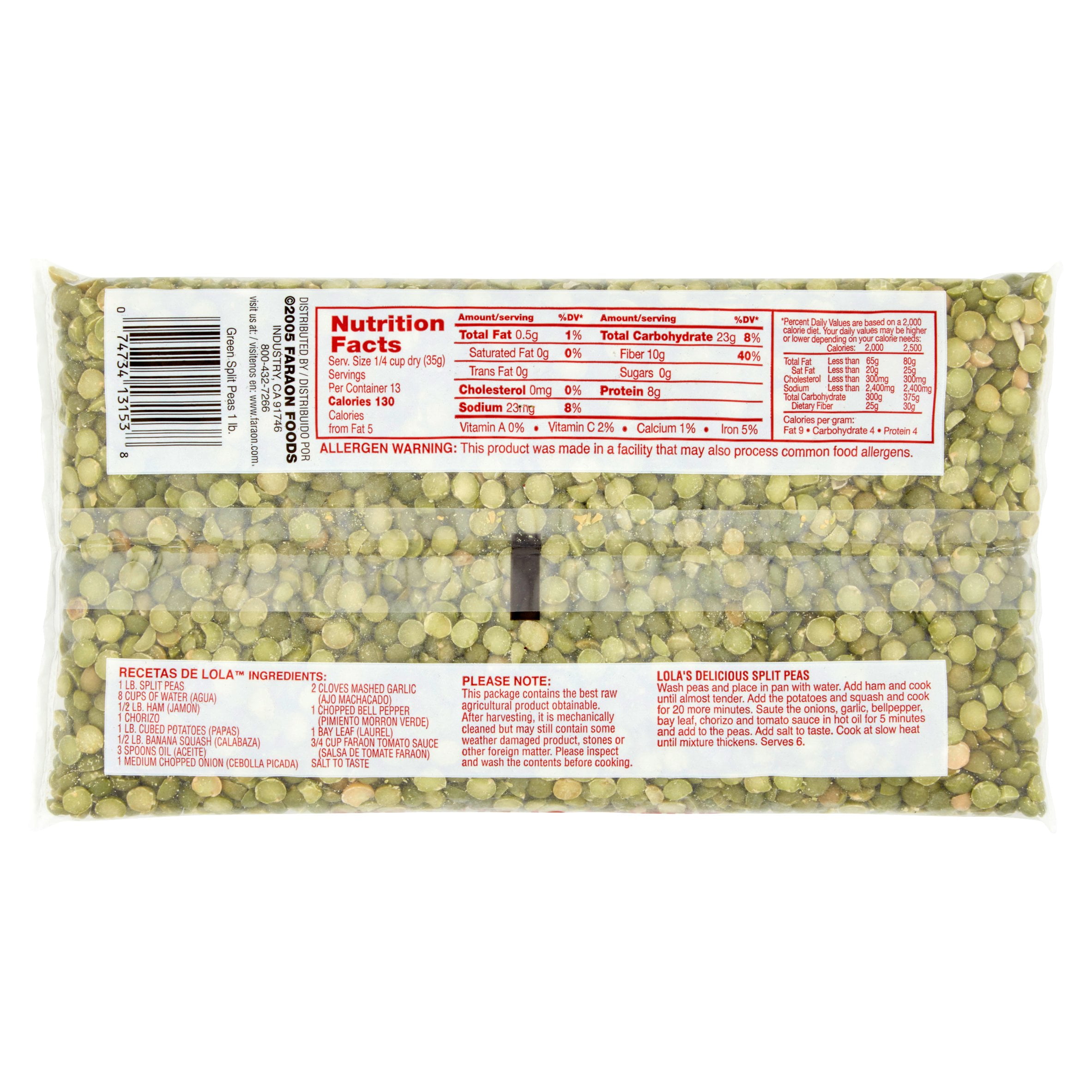 Faraon Chicharos Pelados Green Split Peas, 16 oz