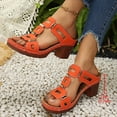 thumbnail image 3 of Rokment Womens Platform Chunky High Heels Dressy Slip on Sandals 2026 Summer Comfortable Trendy Casual Geometric Hollow out Heeled Slides Orange Size 6.5, 3 of 6