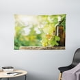 thumbnail image 1 of Wine Tapestry, White Wine Bottle Glass Young Vine and Bunch of Grapes in Green Spring, Wall Hanging for Bedroom Living Room Dorm Decor, 60W X 40L Inches, Light Green Yellow Brown, by Ambesonne, 1 of 2