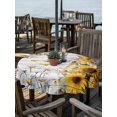 thumbnail image 2 of Outdoor Tablecloth with Umbrella Hole for Patio/Picnic/Party/Camping, Farmhouse Sunflower Waterproof Table Cloth Round Cover Washable, Vintage Daisy Butterflies Gray Wood (Dia 60"), 2 of 8