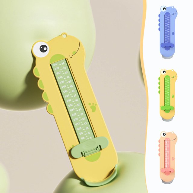 Fiudx Regla para Medir El Pie, Precisa, Ligera, Fácil de Usar, Ideal para Niños y Niñas, con Forma de Dinosaurio, 31 X 11,5 Cm.