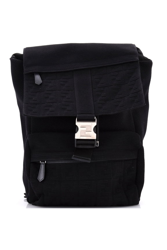Pre-Owned Fendiness Backpack Zucca Jacquard and Mesh Medium By Rebag