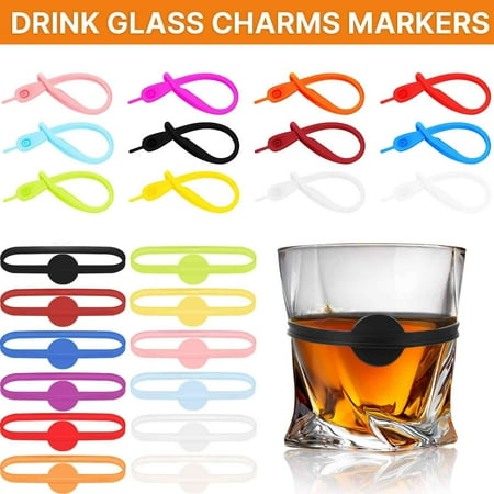 

24PCS Silicone Wine Cup Glass Markers Party Goblet Wine Drinking Cup Marking Tags