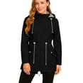 thumbnail image 2 of Hearthz Long Rain Jacket Women Waterproof with Hood Zip Up Lightweight Windbreaker Spring Jackets for Women Women's Raincoats with Pockets, 2 of 6
