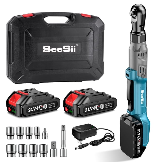 Llave de Carraca Eléctrica Inalámbrica Seesii 1/2 21V 90Nm con Accesorios