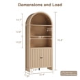 thumbnail image 3 of 71" Tall Arched Pantry Cabinet, Farmhouse Kitchens Storage Cabinet with 2 Book Risers and Adjustable Shelf, Versatile 5-Tier Bookshelf Cupboard for Living Room, Natural, 3 of 7
