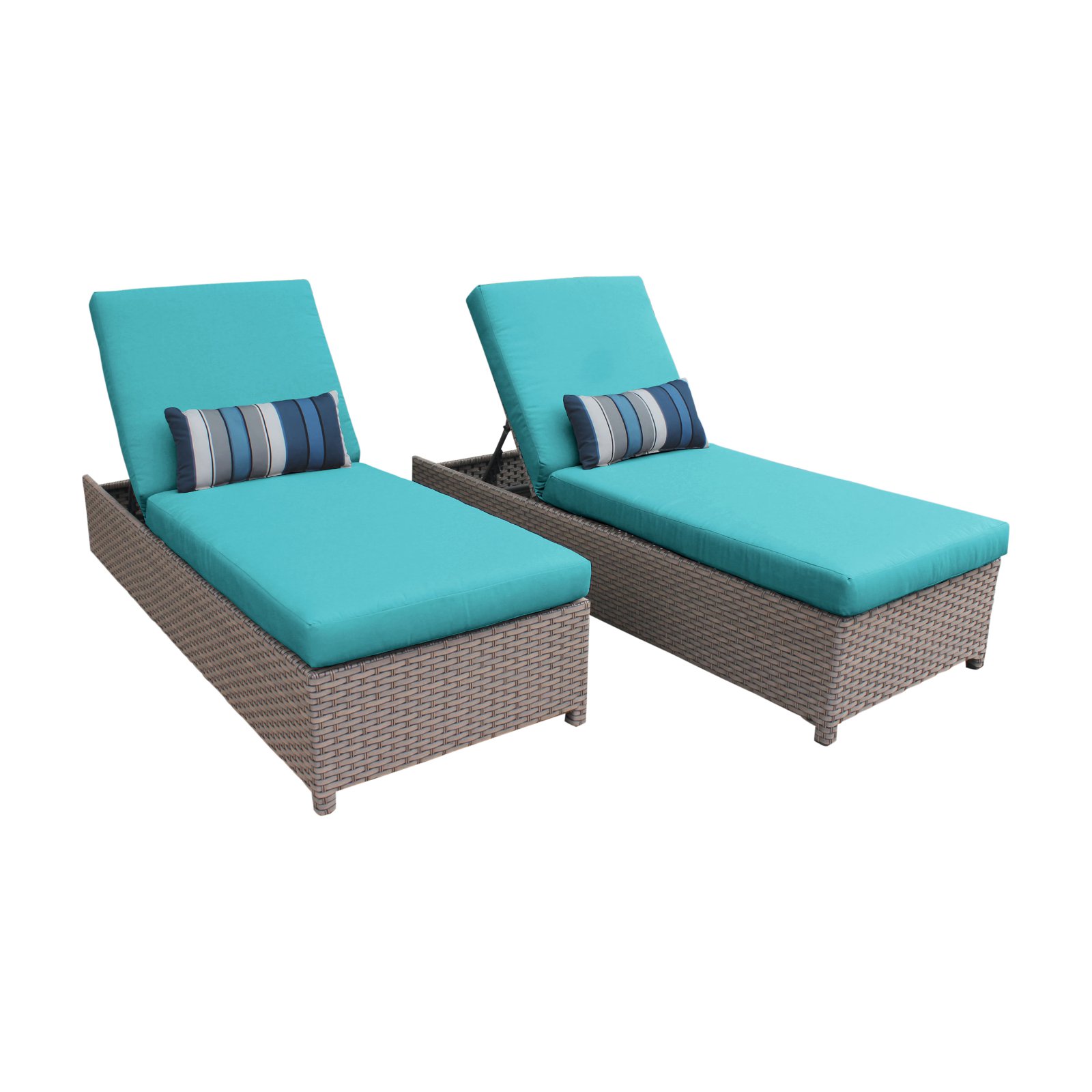 TK Classics Florence Wheeled Wicker Outdoor Chaise Lounge Chair - Set of 2 - image 2 of 11