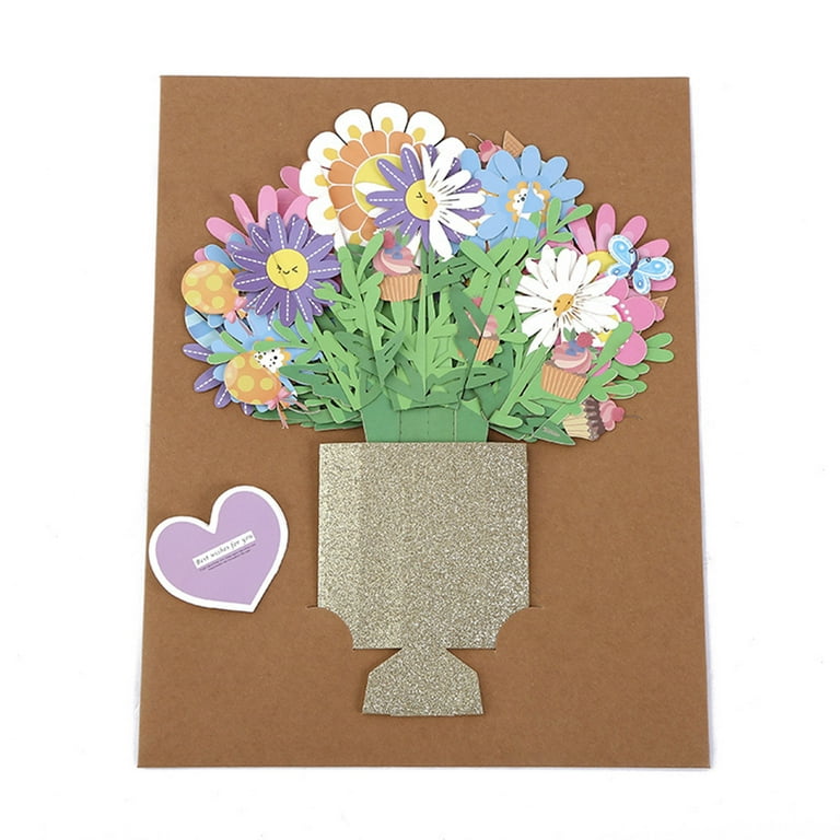 Pops Up Flower Bouquet Greeting Card Paper For Mother's Day