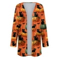 thumbnail image 6 of Kaprioy Cardigan Sweaters for Women Long Sleeve Cardigan Halloween Soft Open Front Fall Fashion V-Neck Outwear Dressy Loose Coat Orange, S, 6 of 9