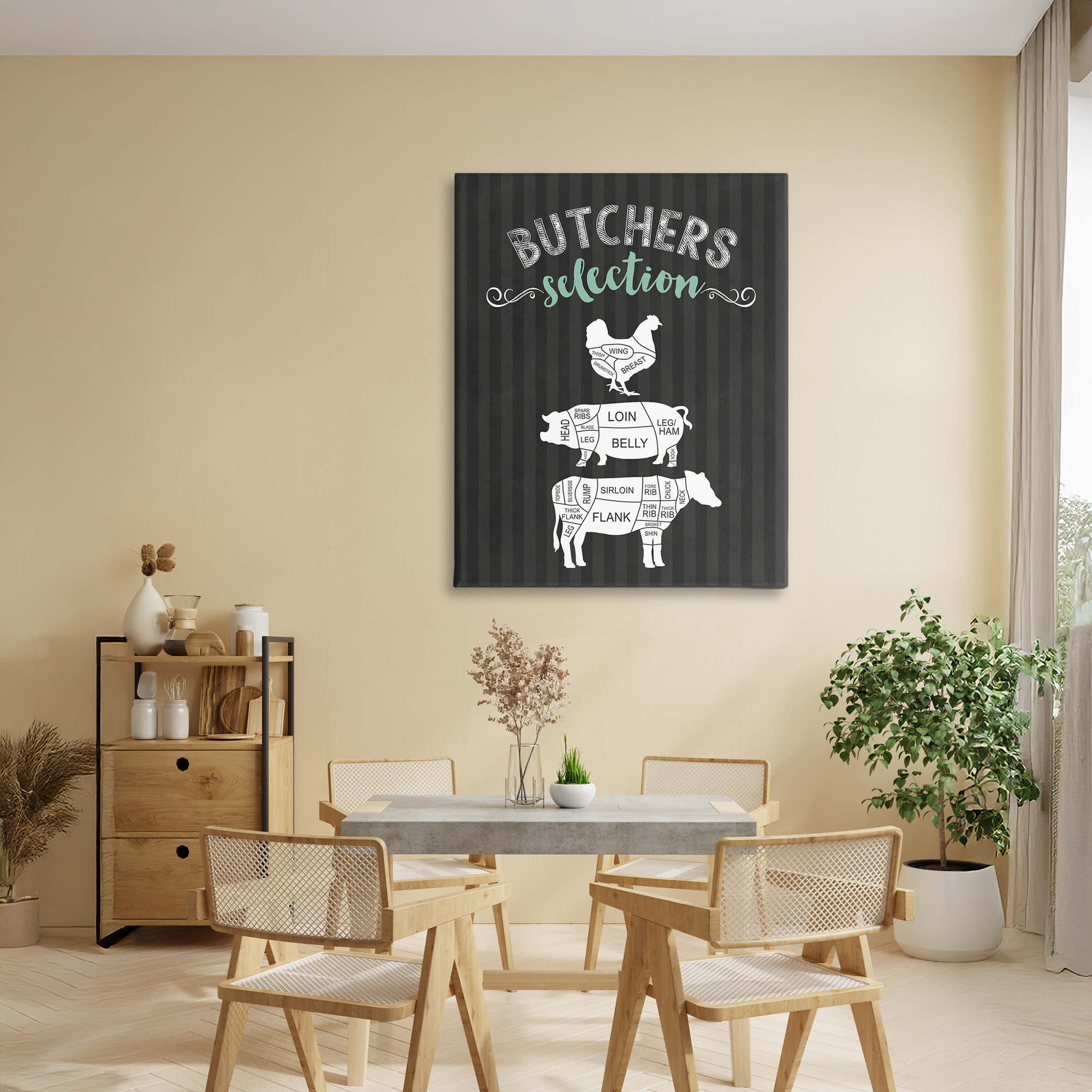 Butchers Selection Animal Sections Canvas Wall Art, design by Lettered and Lined