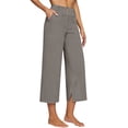 thumbnail image 3 of FENGGHAO Women's Casual Pants Front Style Back Elastic Waist Wide Leg Crop Pants Loose Fit 7/8 Length Trousers For & Daily Wear, 3 of 6