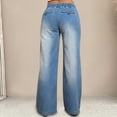 thumbnail image 4 of Avirosel Women's Baggy Wide Leg Jeans Elastic High Waist Drawstring Straight Leg Denim Pants Casual Denim Trousers with Pockets, 4 of 5