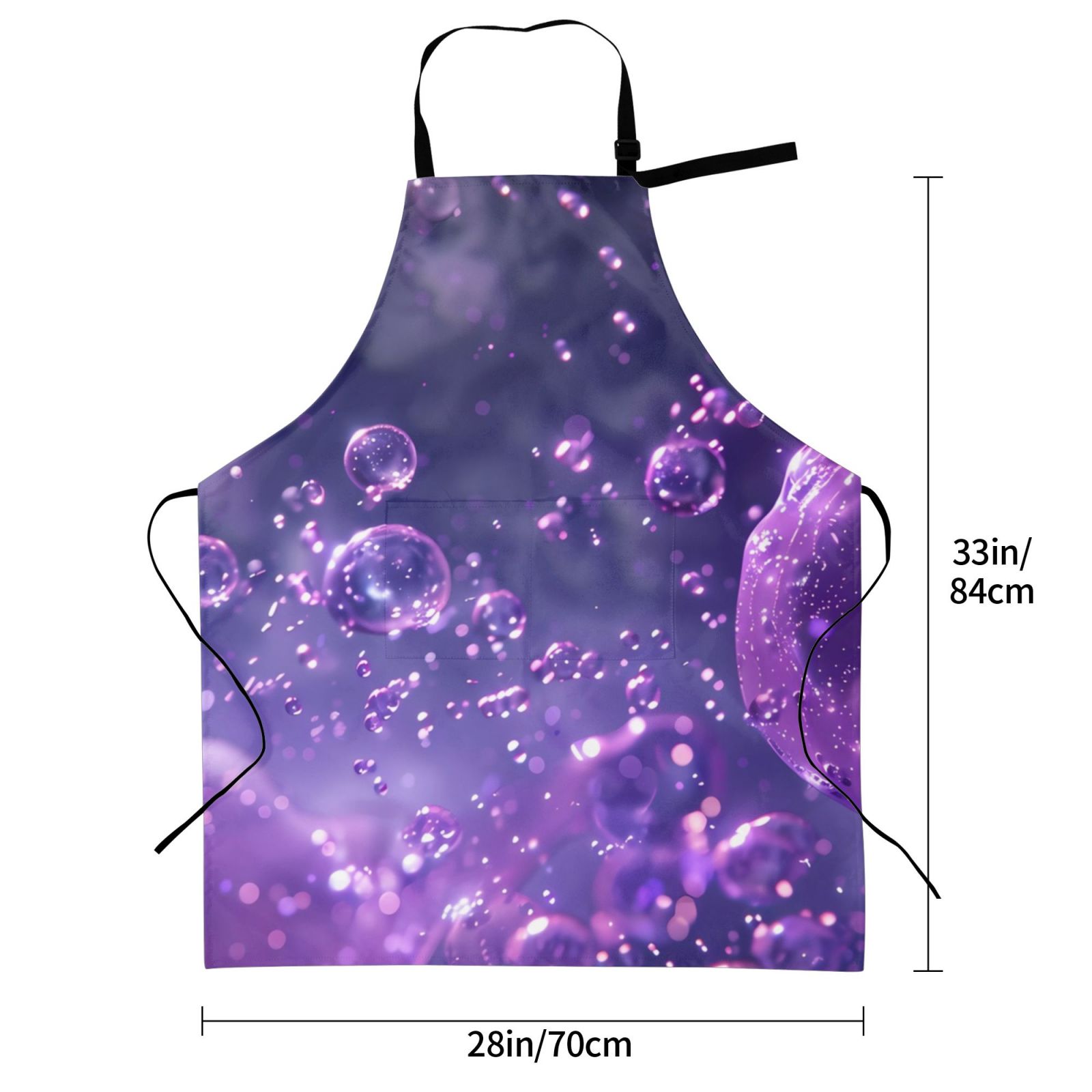 Picia Purple Bubble Abstract Art Waterproof Apron for Unisex Adult - Adjustable Bib Apron with Pockets, Ideal for Cooking, Gardening, Painting, and Household Chores