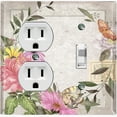 thumbnail image 1 of Metal Light Switch Plate Cover Vintage Flower Wreath Butterfly Tile FLW107, 1 of 1