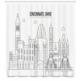 thumbnail image 3 of Cincinnati Shower Curtain, Geometric Drawn Outline of the City Business Lifestyle Urban Scene, Fabric Bathroom Set with Hooks, 69"WX70"L, Dark Blue Grey and White, by Ambesonne, 3 of 3