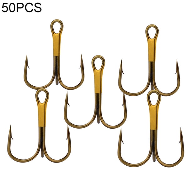 Lot De 50 Hameçons Triples En Acier Carbone – Tailles 2 à 10, Pour Pêche En Eau Douce Et Mer