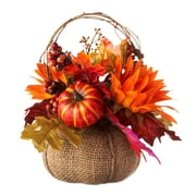 Way To Celebrate Harvest Yellow Sunflowers in Burlap Pumpkin Assortment