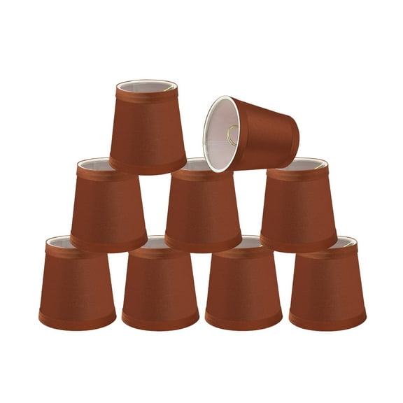 Aspen Creative 32715-9 Small Hardback Empire Shape Chandelier Clip-On Lamp Shade Set (9 Pack), Transitional Design in Redwood, 4" bottom width (3" x 4" x 4")