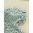 thumbnail image 5 of Bagilaanoe Newborn Baby Girl Rompers Floral Print Short Puff Sleeve Bodysuits + Headband 3M 6M 12M 18M Infant Summer One Piece Jumpsuit, 5 of 8