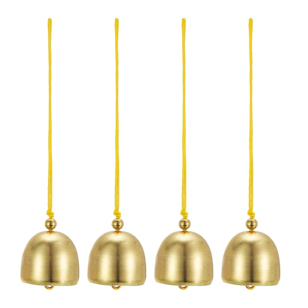4 Piezas de Campana de Viento, Campanas Colgantes, Campanas de Templo Retro para Exterior, Campana de Viento de Metal China Redonda para Afuera, Amarillo