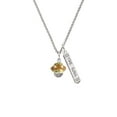 thumbnail image 2 of Delight Jewelry Goldtone Tan Center with Clear Crystals Spinner Silvertone Hope Anchors the Soul Bar Charm Necklace, 23", 2 of 4